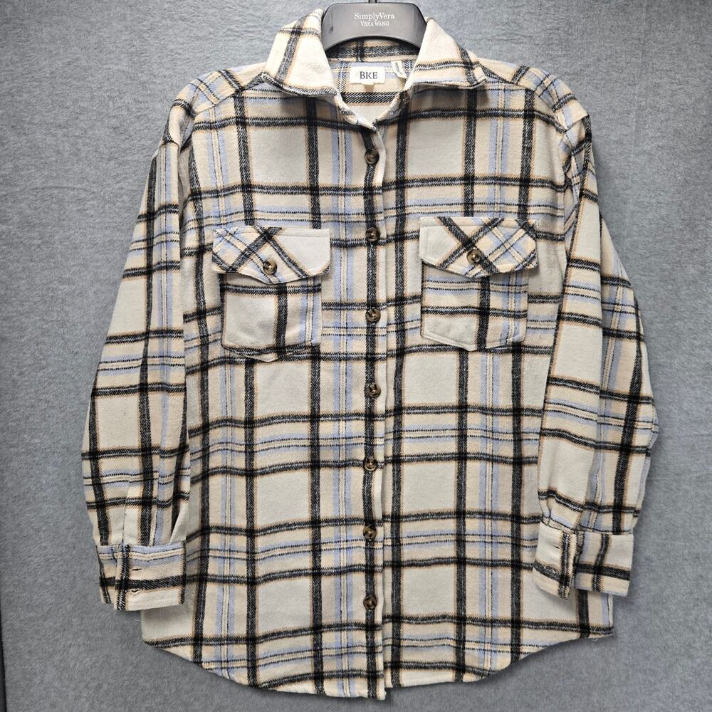 BKE Oversized Boyfriend Button Down Flannel Shacket Size XS